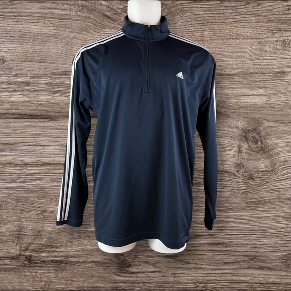 Adidas Climate Men's 2XL Blue Long Sleeve Quarter Zip Pullover RN#88387 (430) - Picture 1 of 10